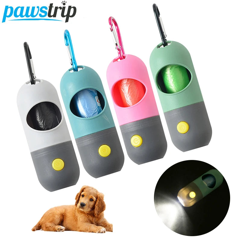 Dispensador de bolsas para desechos de mascotas con luz LED