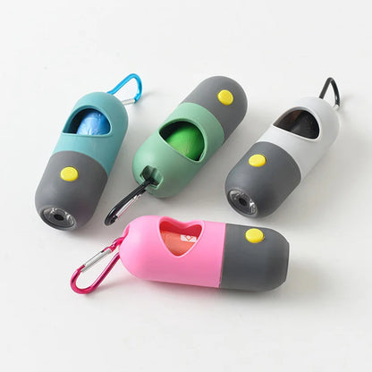 Dispensador de bolsas para desechos de mascotas con luz LED